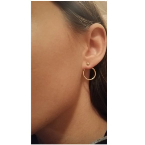 "Equinox" Minimalist Retro Circle Stud Earrings - Picture 6 of 6